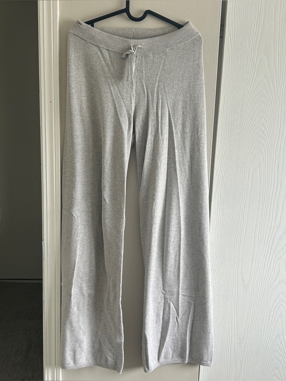 Organic Basics Light Gray Knit Wide-Leg Pants